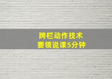 跨栏动作技术要领说课5分钟