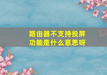 路由器不支持投屏功能是什么意思呀