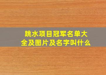 跳水项目冠军名单大全及图片及名字叫什么