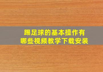 踢足球的基本操作有哪些视频教学下载安装