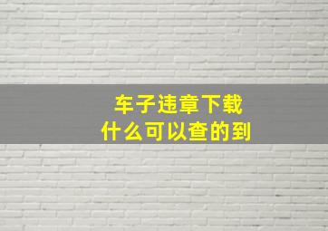 车子违章下载什么可以查的到