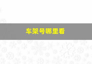 车架号哪里看