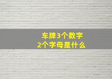 车牌3个数字2个字母是什么