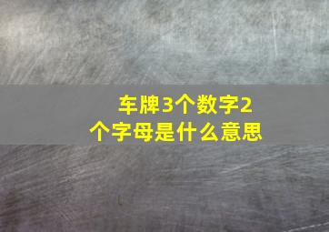 车牌3个数字2个字母是什么意思