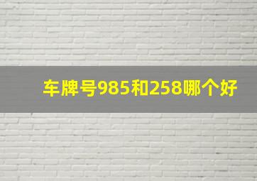 车牌号985和258哪个好