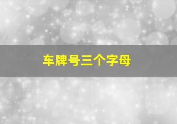 车牌号三个字母