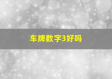 车牌数字3好吗