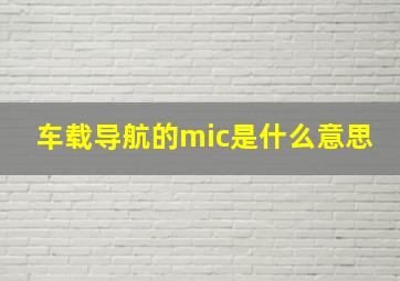 车载导航的mic是什么意思