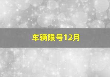 车辆限号12月