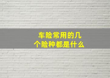 车险常用的几个险种都是什么