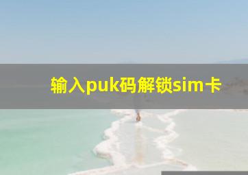 输入puk码解锁sim卡