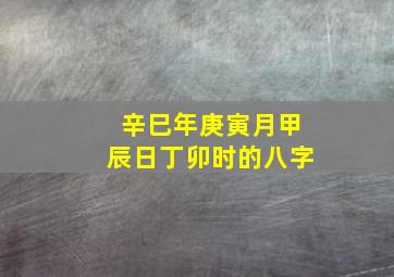 辛巳年庚寅月甲辰日丁卯时的八字