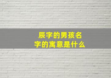 辰字的男孩名字的寓意是什么