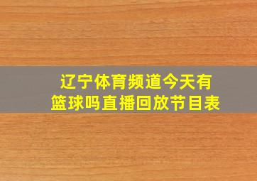 辽宁体育频道今天有篮球吗直播回放节目表