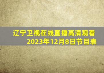 辽宁卫视在线直播高清观看2023年12月8日节目表