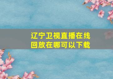 辽宁卫视直播在线回放在哪可以下载