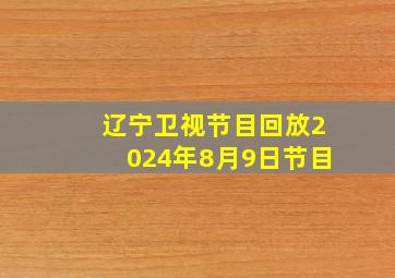 辽宁卫视节目回放2024年8月9日节目