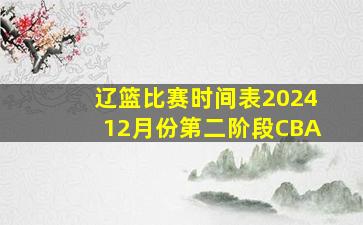 辽篮比赛时间表202412月份第二阶段CBA