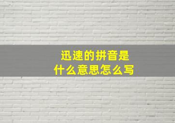 迅速的拼音是什么意思怎么写