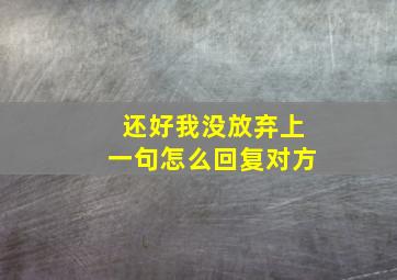 还好我没放弃上一句怎么回复对方