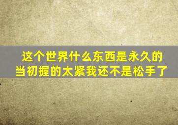 这个世界什么东西是永久的当初握的太紧我还不是松手了