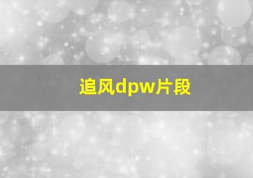 追风dpw片段