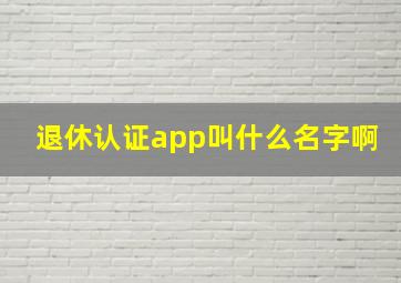 退休认证app叫什么名字啊