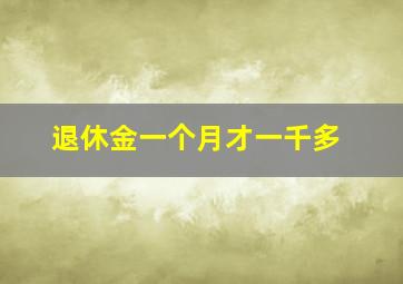 退休金一个月才一千多