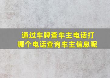 通过车牌查车主电话打哪个电话查询车主信息呢