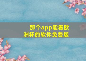 那个app能看欧洲杯的软件免费版