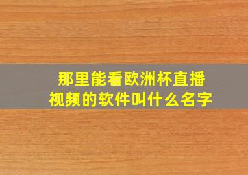 那里能看欧洲杯直播视频的软件叫什么名字