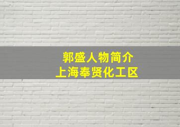 郭盛人物简介上海奉贤化工区