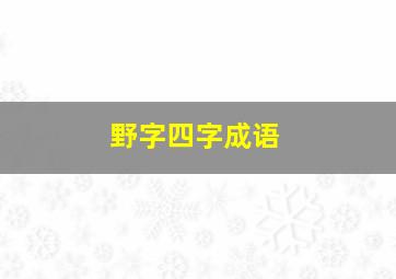 野字四字成语