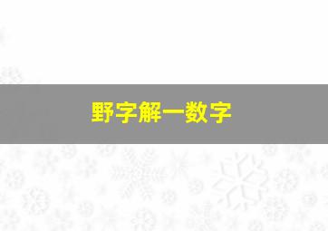 野字解一数字