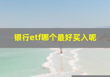 银行etf哪个最好买入呢