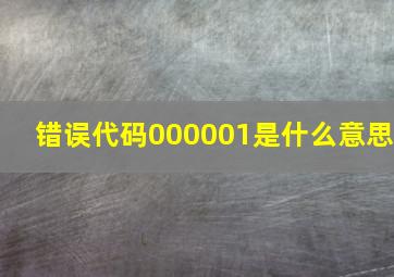 错误代码000001是什么意思