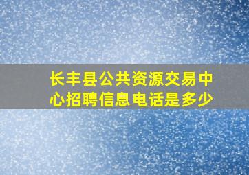 长丰县公共资源交易中心招聘信息电话是多少