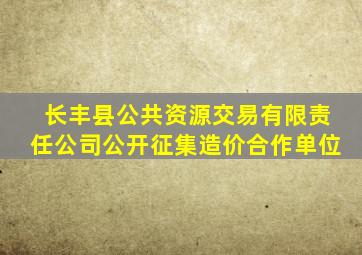 长丰县公共资源交易有限责任公司公开征集造价合作单位