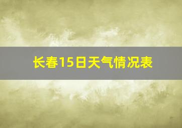 长春15日天气情况表