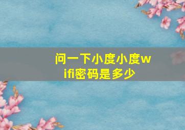 问一下小度小度wifi密码是多少