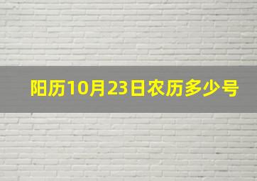 阳历10月23日农历多少号