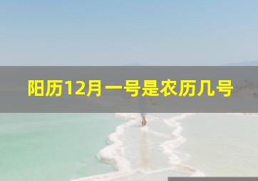 阳历12月一号是农历几号