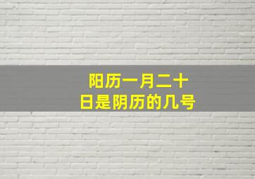 阳历一月二十日是阴历的几号