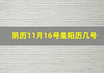 阴历11月16号是阳历几号