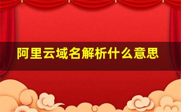 阿里云域名解析什么意思