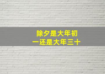 除夕是大年初一还是大年三十