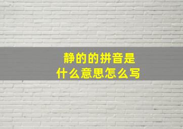 静的的拼音是什么意思怎么写