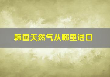 韩国天然气从哪里进口