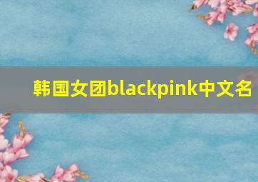 韩国女团blackpink中文名