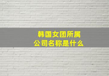 韩国女团所属公司名称是什么